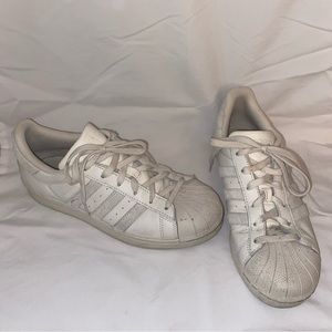Adidas superstar shoes, white with cream suede accents, size 8